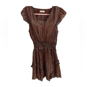 Ramy Brook Black and Orange Patterned Dress, Small